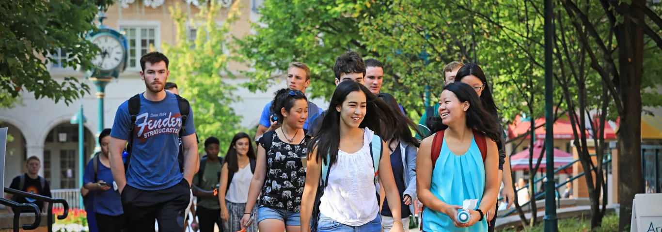 students walking