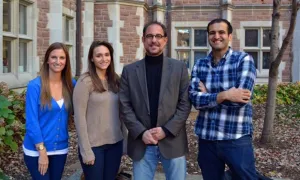 professor and students and a lab group