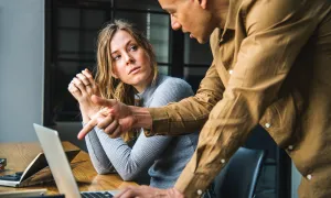 professor working with student